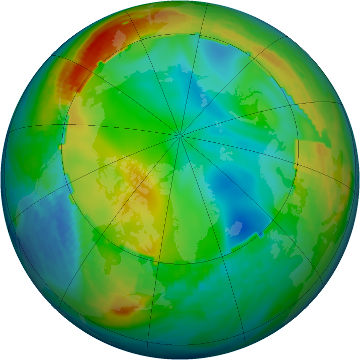 Arctic ozone map for 18 December 1988